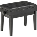 Homcom - Banquette tabouret siège pour piano coffre intégré hauteur réglable bois hévéa assise revêtement synthétique noir