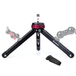 Mini Tripod, Moman Tabletop Camera Small Tripod Desktop TR01 with 1/4 and 3/8 Screw Mount and Function Leg CNC Aluminum Design for Camcorder Gimbal Stabilizers Max Payload of 176 Lbs/80Kg, Red Black