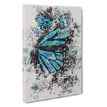 The Blue Butterfly Effect Watercolour Canvas Print for Living Room Bedroom Home Office Décor, Wall Art Picture Ready to Hang, 30 x 20 Inch (76 x 50 cm)