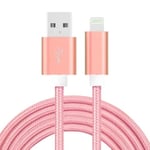 SiGN USB Kabel med Lightning Kontakt för iPhone & iPad, 3A, 2m - Rosa Rosa