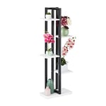 Relaxdays Étagère à Plantes, escalier Fleurs, 5 Niveaux, HLP 117 x 43 x 22 cm, Acier MDF, Support intérieur, Blanc