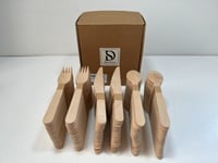 Disposable Wooden Cutlery Set Wooden Forks Knives Spoons Disposable 300pcs