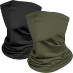 Noir, Vert Armée Noir, Vert Armée 2 Pièces Cache Cou Elastique Pour Homme Et Femme, Tour De Cou Coupe-Vent Et Respirant Snood À Séchage Rapide