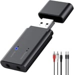 Émetteur Récepteur Bluetooth 5.0,Adaptateur Usb Bluetooth Sans Fil Faible Latence Transmetteur,Double Connexion,Avec Rca Et Câble Audio Aux 3,5Mm,Pour Tv,Pc,Voiture,Casque,Projecteur,Système Audio