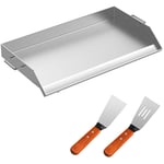 Vevor Plancha Inox Barbecue a Charbon de Bois Plaque de Cuisson en Acier Inoxydable 91x56cm Plaque Fonte Plancha a Gaz Exterieur Professionnel avec 2