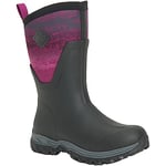 Muck Boots Women's Arctic Sport Mid Fleece Lined Waterproof Pull on Boot, Black Magenta, 9