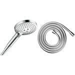 hansgrohe Raindance Select S - Pommeau de douche 3 types de jet, Douchette à main ronde & Isiflex - Flexible de douche universel 2,00 m, tuyau de douche avec protection anti-pliure