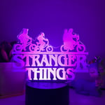 JUSTUP Stranger Things Nattlampa 3D LED Illusion Lamp med 16 Färger Fjärrkontroll För Barn Sovrumsdekorationer Ljus -- Svart Säte