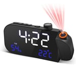 Projection Alarm Clock with FM Radio for Bedroom, 270?? Rotatable Digital3506