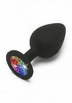 Plug anal noir en silicone souple avec bijou anal coloré pour hommes et femmes