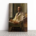 Big Box Art Canvas Print Wall Art Cecilia Beaux Man with The Cat | Mounted and Stretched Box Frame Picture | Home Decor for Kitchen, Living Room, Bedroom, Hallway, Multi-Colour, 24x16 Inch