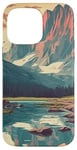 Coque pour iPhone 14 Pro Max Rocky Mountain Lake Vintage Paysage graphique