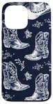 Coque pour iPhone 13 Pro Max Chapeau et bottes de cowboy bleu marine