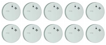 10 x Firex KF20 Smoke Alarms Optical/ Photoelectric Mains with 9V Battery Backup