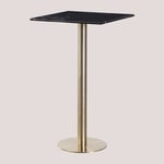 Sklum - Table Haute de Bar Carrée en Marbre (60x60 cm) Cosmopolitan Or champagne