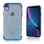 Apple iPhone Xr Timantti rakenne pintainen pehmeä silikooni muovinen suojakuori - Sininen Tummansininen