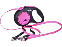 Flexi New Neon M Bånd 5 M, 25 Kg, Sort / Neon Pink