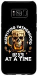 Coque pour Galaxy S8+ T-shirt « Dad Beer Surviving Fatherhood One Beer at a Time Skull »