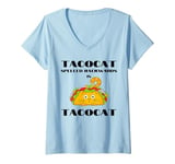 Womens Funny Palindrome Cat Taco Lover Grammar Teacher Humor Pun V-Neck T-Shirt