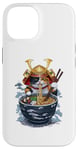 Coque pour iPhone 14 Chat Samouraï mangeant des ramen Anime