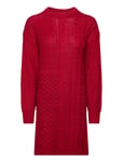 Vikana L/S Detailed Knit Dress /B Kort Klänning Red Vila