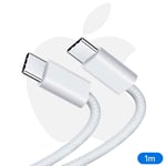 Apple Original - 1M Cable 60w Chargeur Cordon Tissé USB-C vers Type-C Pour Adaptateur Prise Secteur 18w/20w Pour iPhone 15 / Plus / Pro / Max / iPad Air 2022