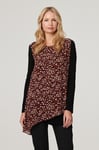 Izabel London Womens Black Printed Layered Hem Blouse Top - Size 14 UK