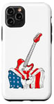 Coque pour iPhone 11 Pro Guitare patriotique Drapeau américain Musicien Rock Concert