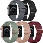 5-pack Nylon Stretchband Kompatibel med Apple Watch 42mm 44mm 45mm Kvinnor Män, Tyg Elastiska Armband Solo Loop Band för iWat