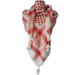 Palestina halsduk, Keffiyeh, Arafat Hatta, bred med tofsar, Shemagh Keffiyeh Arab houndstooth100% Vit Röd