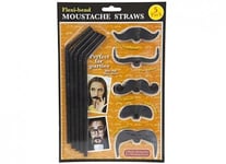 5 x Black Moustache Drinking Straws Flexi Fun Party Hen Night Stag Do Accessory