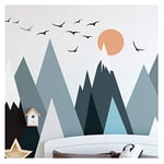 Ambiance Stickers Muraux Enfants Décoration Chambre Bébé - Autocollant Sticker Mural Adhesif Géant Montagnes Scandinaves Parka - H80 x L120 cm