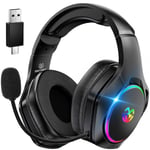 Tatybo Casque Gaming sans Fil, Casque avec Micro Bruit Environnemental, 7.1 Son Surround, Batterie de 35H, Transducteurs 50mm, Oreillettes Respirantes, Casque Gamer pour Ps5 PC Ps4 Switch