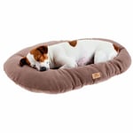 Ferplast Panier Chien Relax, Coussin pour Chiens de Petite Taille, Panier Chats, Tapis Chien Voitures, Lavable, en Tissu Micropolaire avec Rembourrage Doux, 65 x 42 cm. Taupe