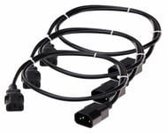 3x Cable Alimentation Rallonge Cordon IEC C13-C14 Male/Femelle PC TV Ecran 1,0m