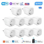 Aubess Smart Socket EU 16A AC100-240V Wifi Smart Plug Power Monitor,Alexa Google Home Voice Control Support Tuya Smart Life Andrea - Type 10pcs 16A