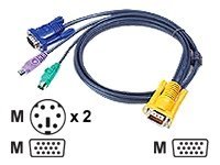 Aten 10 M Ps/2 Kvm-Kabel Med 3-I-1 Sphd, 10 M, Vga, Svart, Hdb-15, 2Xps/2, Sphd-15, Hane/Hane