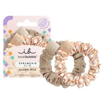 Invisibobble Sprunchie tresses dorés et orange x2 - Scrunchie en tissu avec caoutchouc à cheveux en spirale à l'intérieur en édition limitée - Chouchous fille été