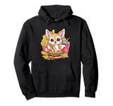 Cartoon kawaii fennec desert fox with fast food Pullover Hoodie