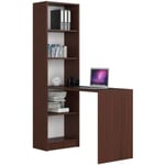 Ensemble bureau avec bibliothèque AKORD SMART Wengé 125 cm façade Wengé 5 étagères 125x50x180 cm