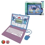 LEXIBOOK JC598Di4, Disney Stitch, Bilingual ENGLISH/PORTUGUESE Educational Laptop, 124 Language Activities, Writing, Maths, Logic, Music, and Games, Boys and Girls