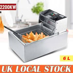 Commercial 6L Electric Deep Fat Fryer Single Large Tank Restaurant Frying 2200W