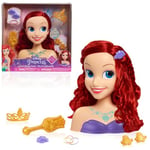 Just Play Tête à coiffer Ariel Princesses Disney, Chevelure rousse, Coffret de 10 Accessoires, La Petite Sirène, Jouets pour Enfants de 3 Ans et Plus