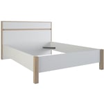 Lit en 140x190 selena chene brossé / blanc -Dim: 147,9 x 98,2 x 206,7 cm Pegane