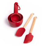 Bundle of KitchenAid 2pc Mini Birchwood Spatulas Set - Empire Red + KitchenAid 4pc Measuring Cup Set - Empire Red