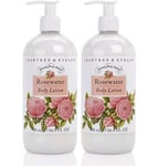 2x Crabtree & Evelyn Rosewater Body Lotion  w/ Pump 2x 500ml