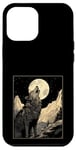 Coque pour iPhone 15 Pro Max Loup de montagne et lune, forêt, art naturel, femmes, hommes,