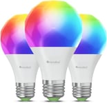 Nanoleaf Matter Essentials E27 LED Bulbs, Pack of 3 RGBW Dimmable Smart Bulbs - Matter over Thread, Bluetooth Colour Changing Light Bulbs, Works with Google Apple, Room Decor & Gaming