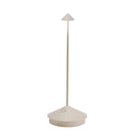 Zafferano, Lampe Pina, Lampe de Table Rechargeable et Sans Fil avec Contrôle Tactile, Utilisable également comme Lampe d'Extérieur, Dimmer, 2200-3000 K, Hauteur 29 cm, Couleur Sable