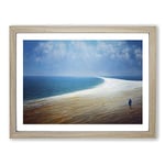 Alone On The Beach H1022 Framed Print for Living Room Bedroom Home Office Décor, Wall Art Picture Ready to Hang, Oak A4 Frame (34 x 25 cm)